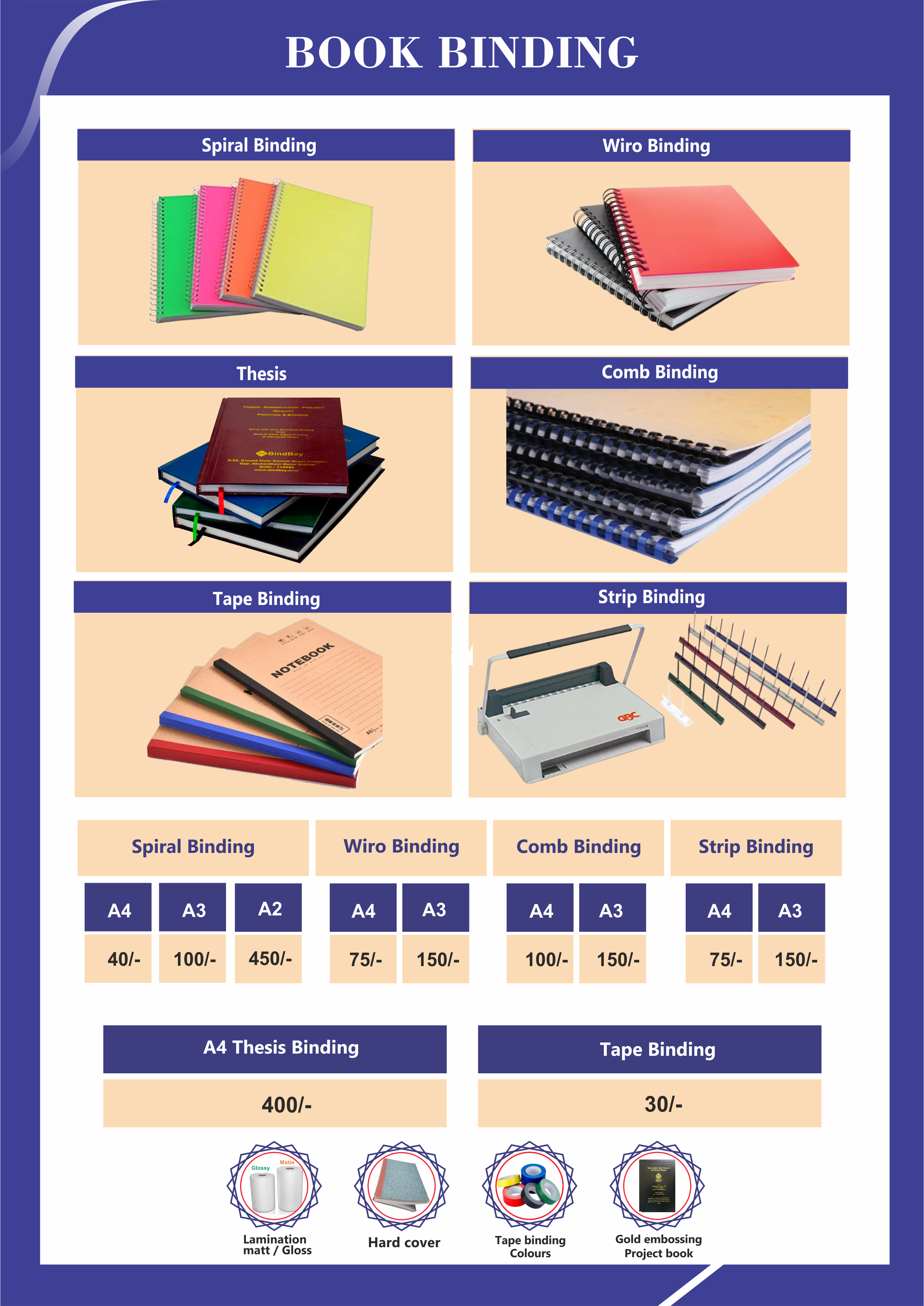 Binding pricing sheet
