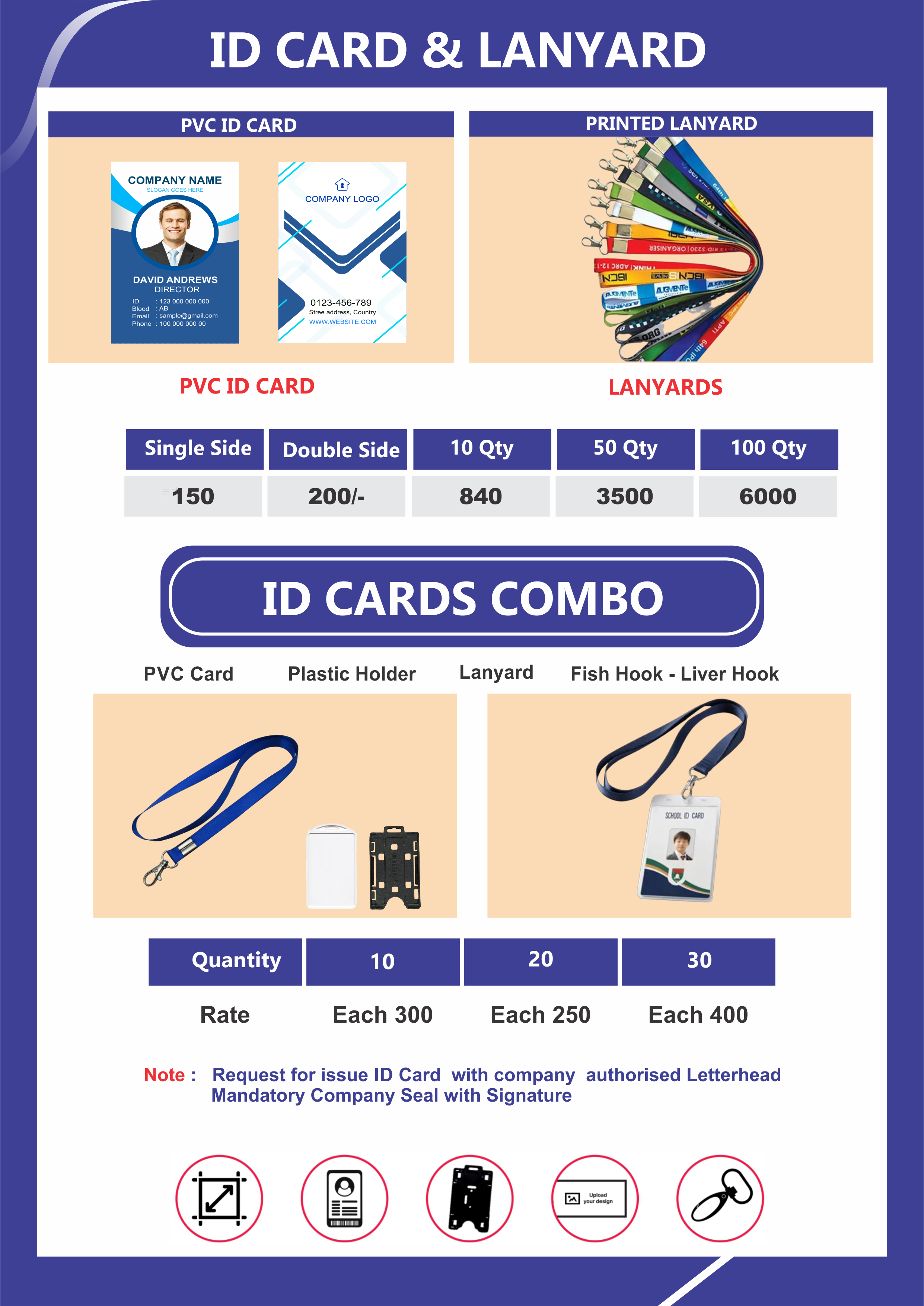 ID Cards pricing sheet